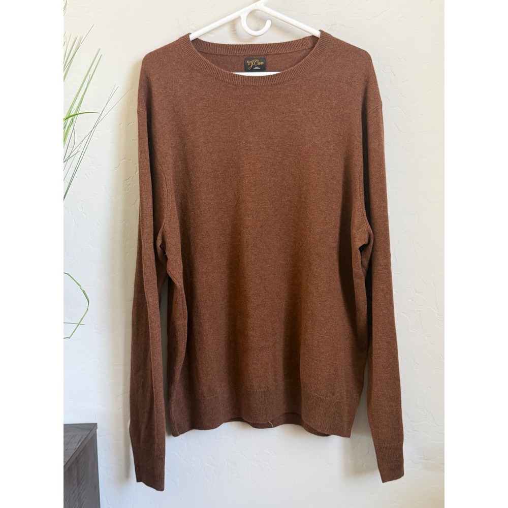 J. Crew Mens XXL Brown 100% Cashmere Crewneck Sweater Knit for J. Crew
